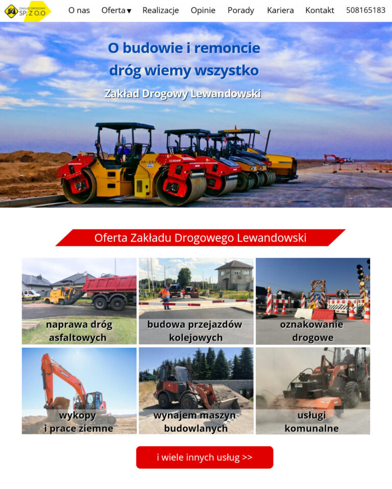 Portfolio Projekt strony głównej Zakładu Drogowego